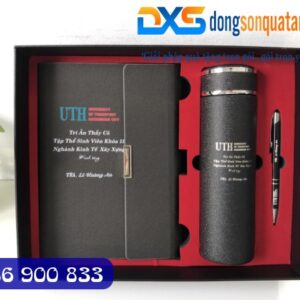Bộ Quà Tặng Cao Cấp (Sổ Da + Bút + Bình) In Logo Quà Tặng Trường Học