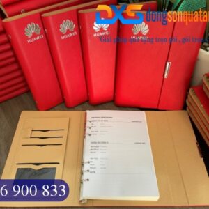 SDX 017 - Sổ Tay Da Bìa Còng Pu Ép Kim Bạc Logo HUAWEI Làm Quà Tặng