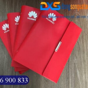 SDX 017 - Sổ Tay Da Bìa Còng Pu Ép Kim Bạc Logo HUAWEI Làm Quà Tặng