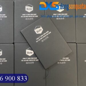 Sổ Da Dán Gáy Bìa Cứng Ép Kim Bạc Logo Bote Làm Quà Tặng