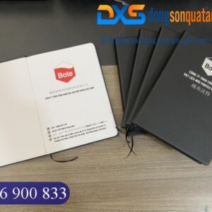 Sổ Da Dán Gáy Bìa Cứng Ép Kim Bạc Logo Bote Làm Quà Tặng