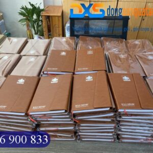 Sổ Bìa Da Pu Dán Gáy Ép Kim Bạc Logo Bảo Minh Làm Quà Tặng Quảng Cáo