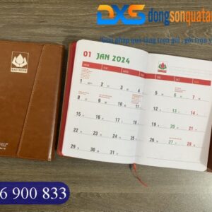 Sổ Bìa Da Pu Dán Gáy Ép Kim Bạc Logo Bảo Minh Làm Quà Tặng Quảng Cáo