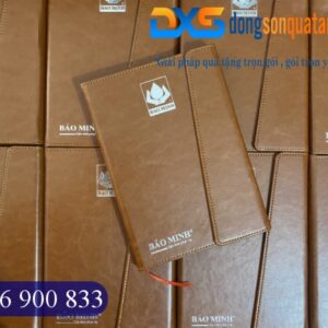 Sổ Bìa Da Pu Dán Gáy Ép Kim Bạc Logo Bảo Minh Làm Quà Tặng Quảng Cáo