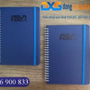 SDX 025 - Sổ Tay Lò Xo Bìa Cứng Dập Logo Công Ty Fab9 Màu Xanh A5