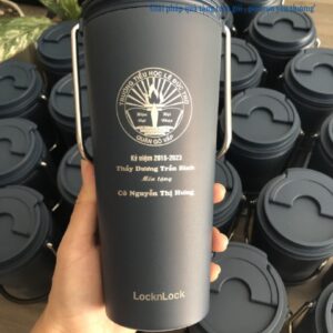 Bình giữ nhiệt Locknlock LHC4269NVY - In khắc logo Trường TH Lê Đức Thọ